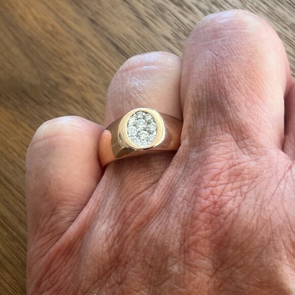 14K Rose Gold Mens Diamond Ring 1/2 cttw